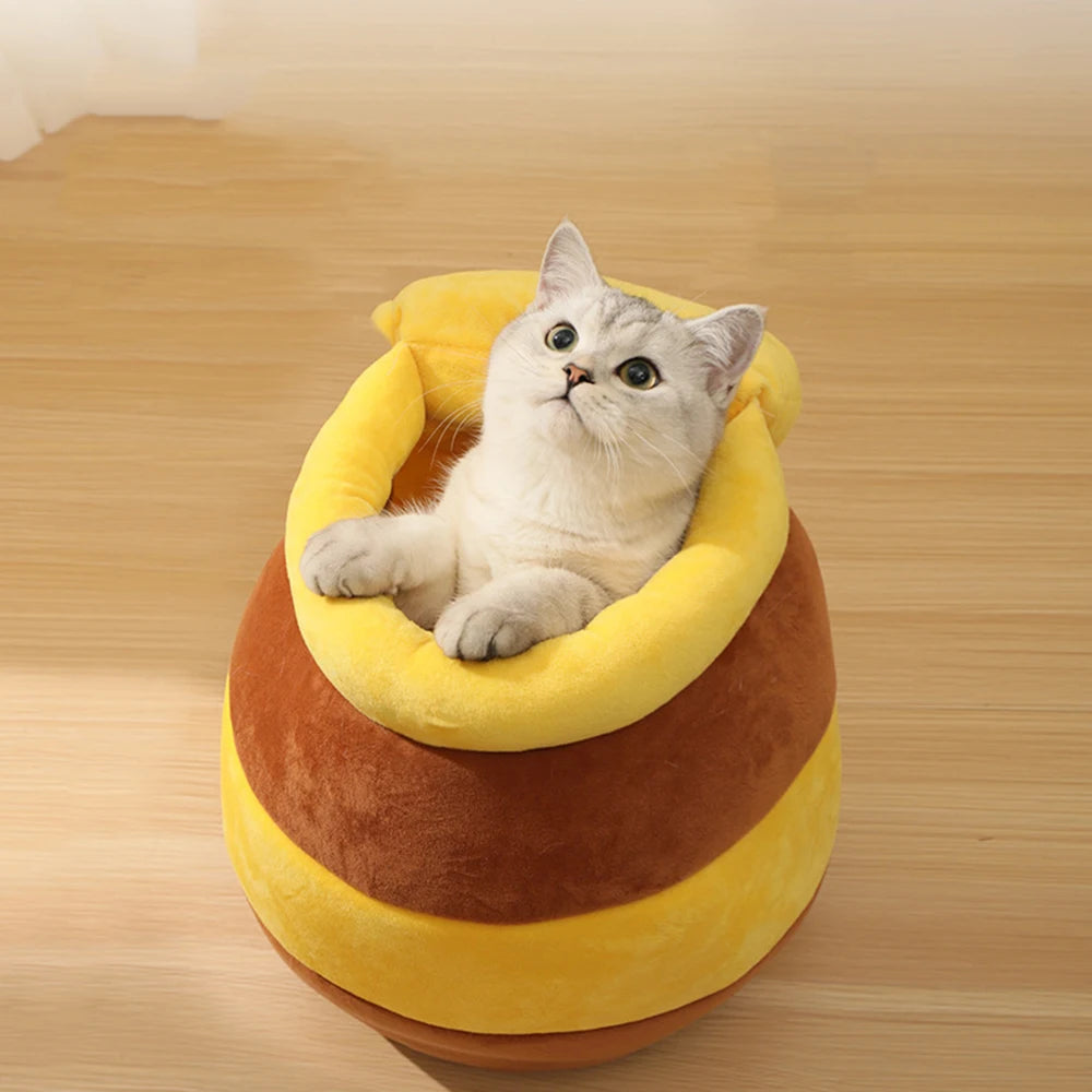 Plush Honey Jar Shape Pet Bed