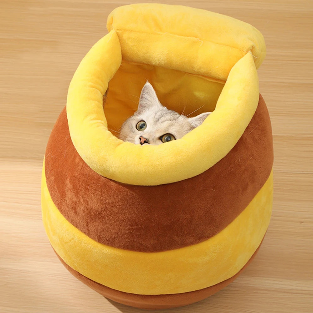 Plush Honey Jar Shape Pet Bed