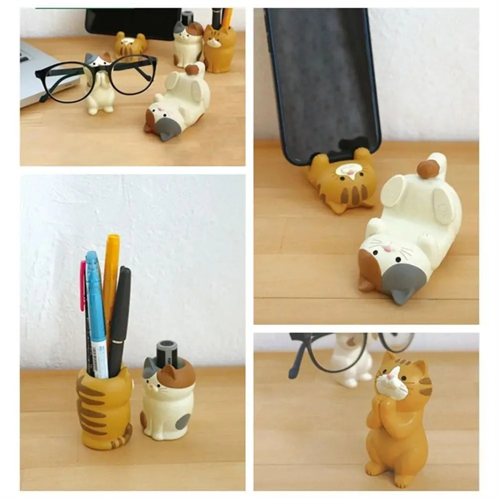 Cat Resin Phone Stand – Multi-Functional Desk Organizer